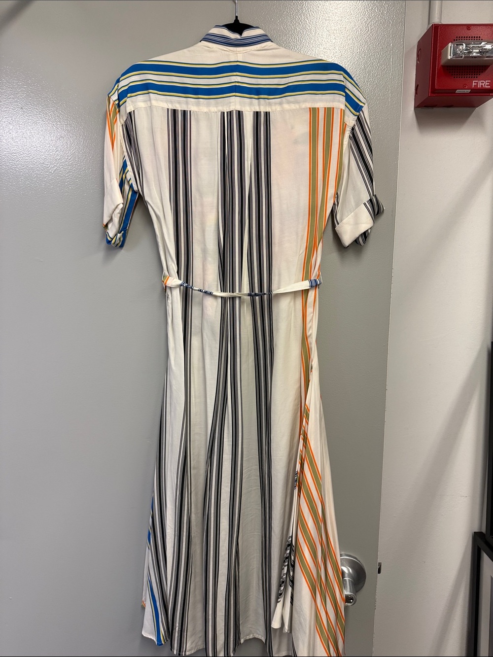Dries Van Noten Multicolor Striped Midi Dress with Floral Appliqué - Picture 6 of 6